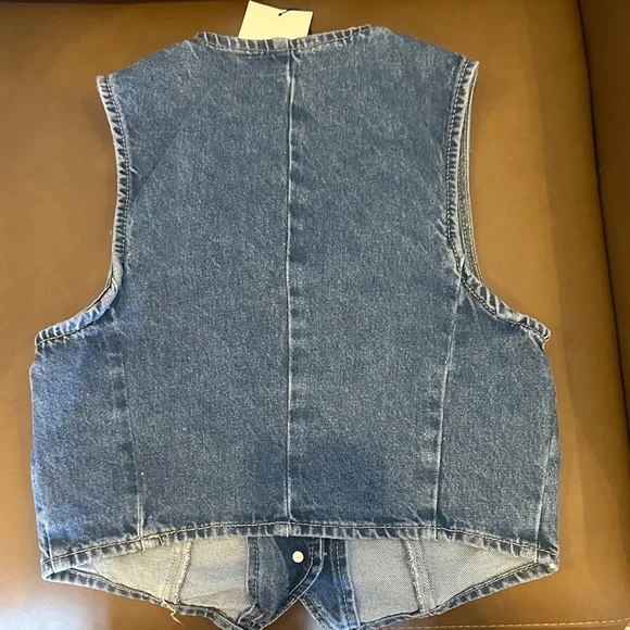 Zara Classic Blue Denim Vest NWT - Picture 4 of 4